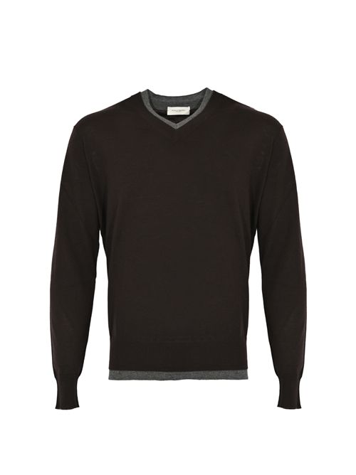 Maglia con scollo a V in lana Marrone Paolo Pecora | A012 F0012358